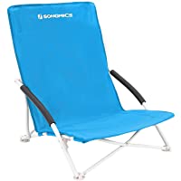 SONGMICS Silla de Playa Portátil- Plegable- Ligera- Cómoda- Resistente- Silla de Exterior